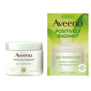 NEW Aveeno Positively Radiant GEL CREAM MOISTURIZER Dry Skin Lotion Hyaluronic